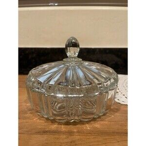 Vintage Depression glass Candy Dish with lid